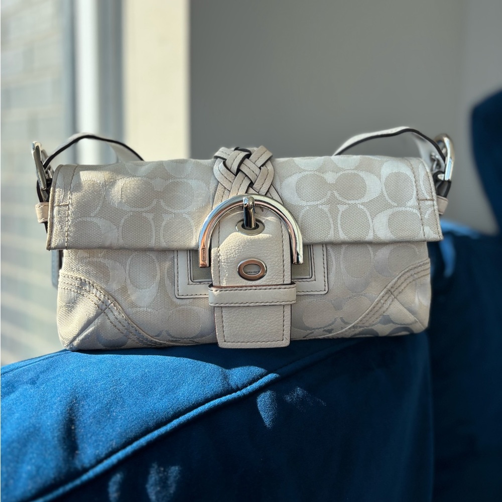 Y2K Coach White Soho Signature Bag with Braided Strap